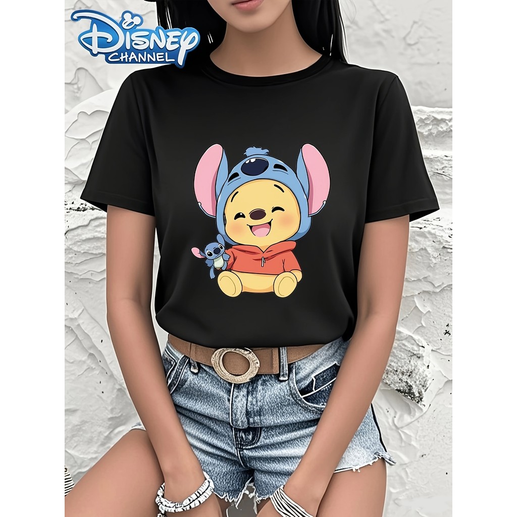 Camiseta Feminina Com Estampa De Desenho Animado Stitch E Big Bang Theory, Camiseta Casual De Algodão Para O Verão