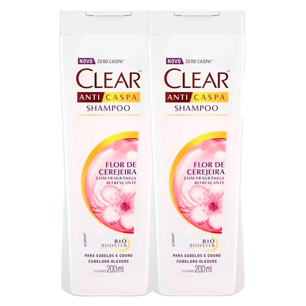 Kit 2 Shampoo Anticaspa Clear Women Flor de Cerejeira 200ml