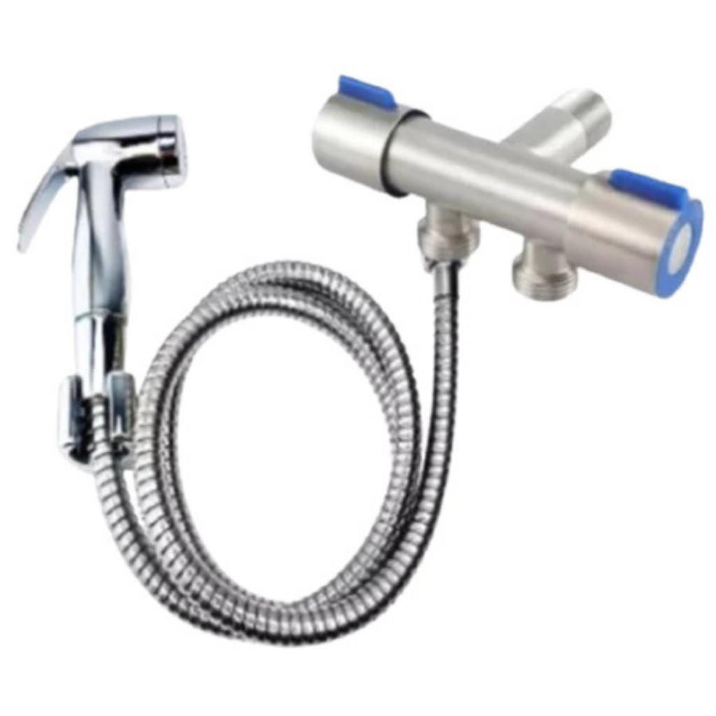 Ducha 1.5m Higiênica Com Registro Duplo Saída De Água Cromado Aço Inox Flexível loja canaa