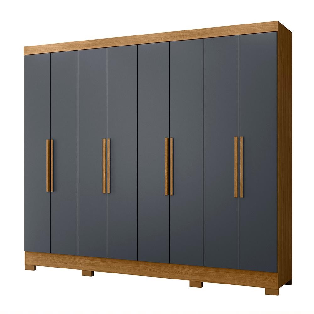 Guarda Roupas Casal 8 Portas 4 Gavetas Diplomata Moval Freijó / Cinza em Oferta na Shopee