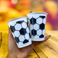 100 COPO FUTEBOL FESTA PLASTICO ANIVERSARIO 200ml (KAIXOTE)(CHOCO)