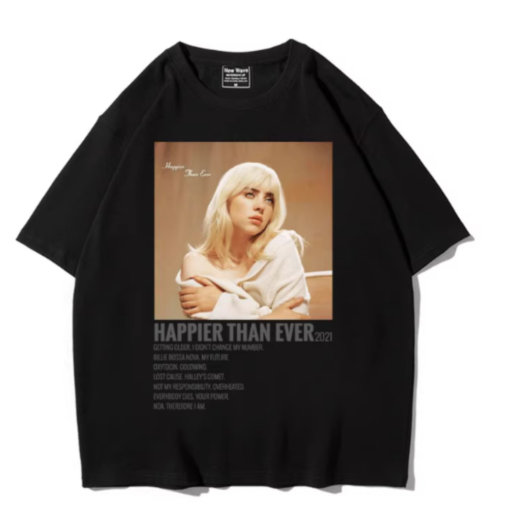 Camiseta Estampada Hip-hop Da Billie Eilish, Camiseta Casual Unissex De Algodão, Confortável