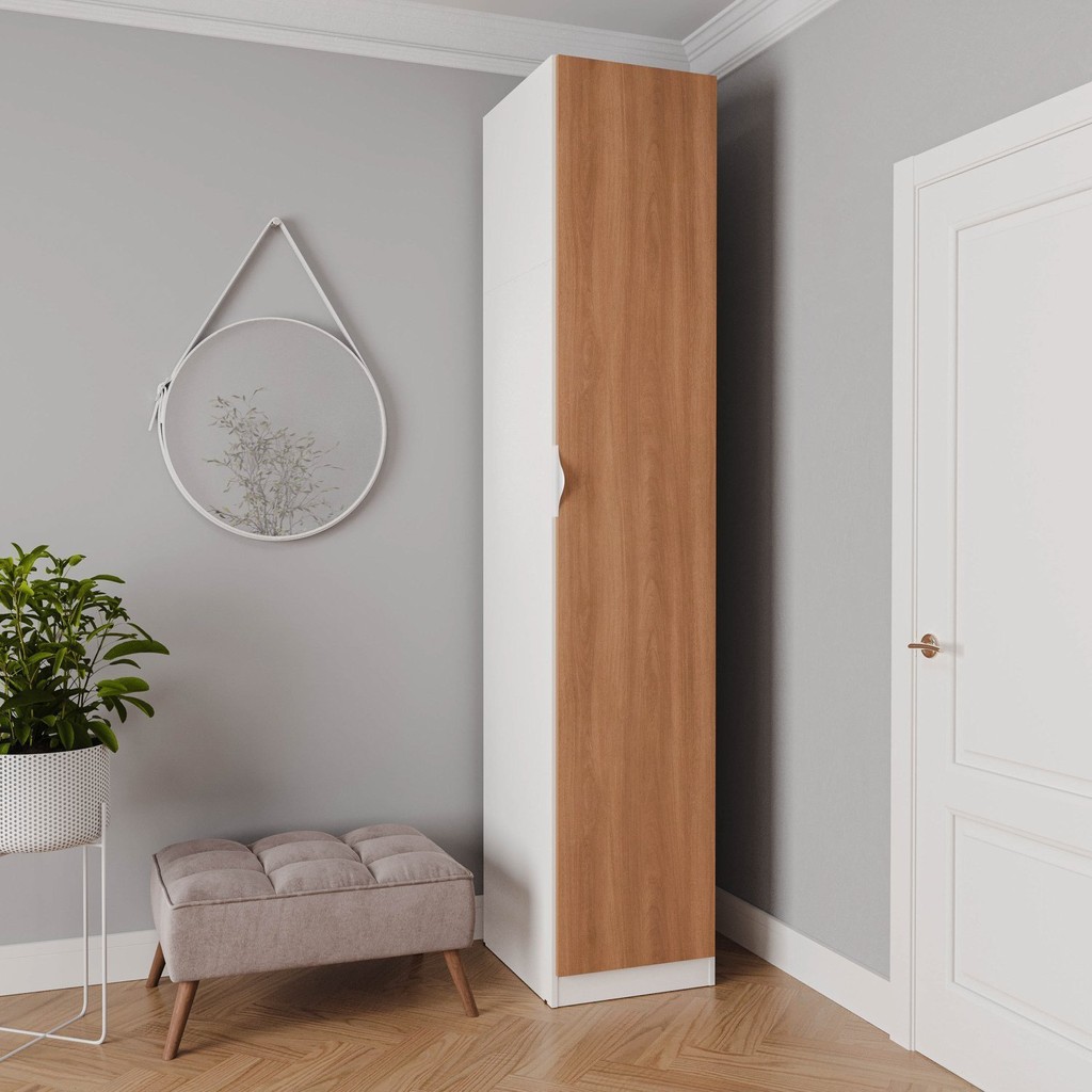 Guarda Roupa 1 Porta 6 Prateleiras Hera CabeCasa MadeiraOriginals Algodão/Louro em Oferta na Shopee