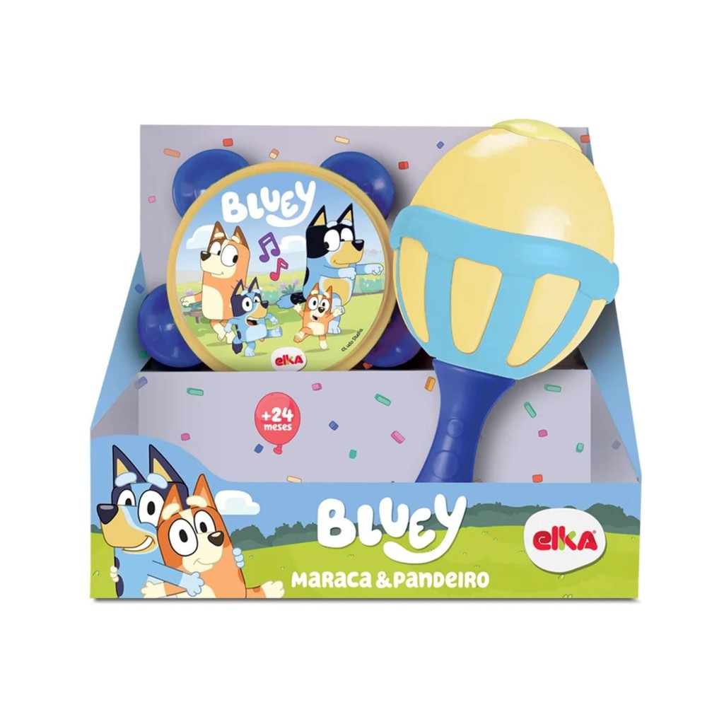 Brinquedo Kit Musical Bluey Maraca e Pandeiro para Crianças +24 meses Elka Infantil Desenvolvimento em Oferta na Shopee