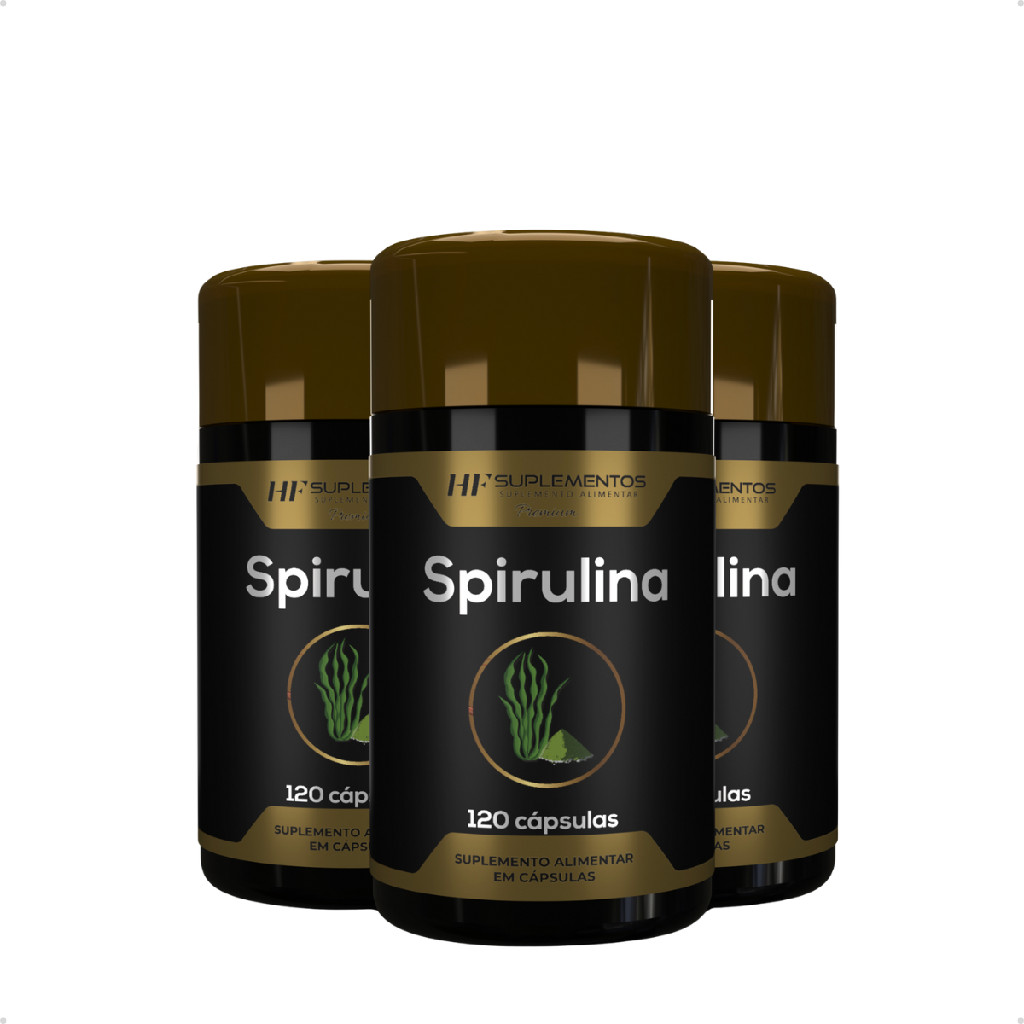 Kit 3 Potes Spirulina 120 cápsulas HF Suplementos – Vitalidade e bem-estar em cápsulas!