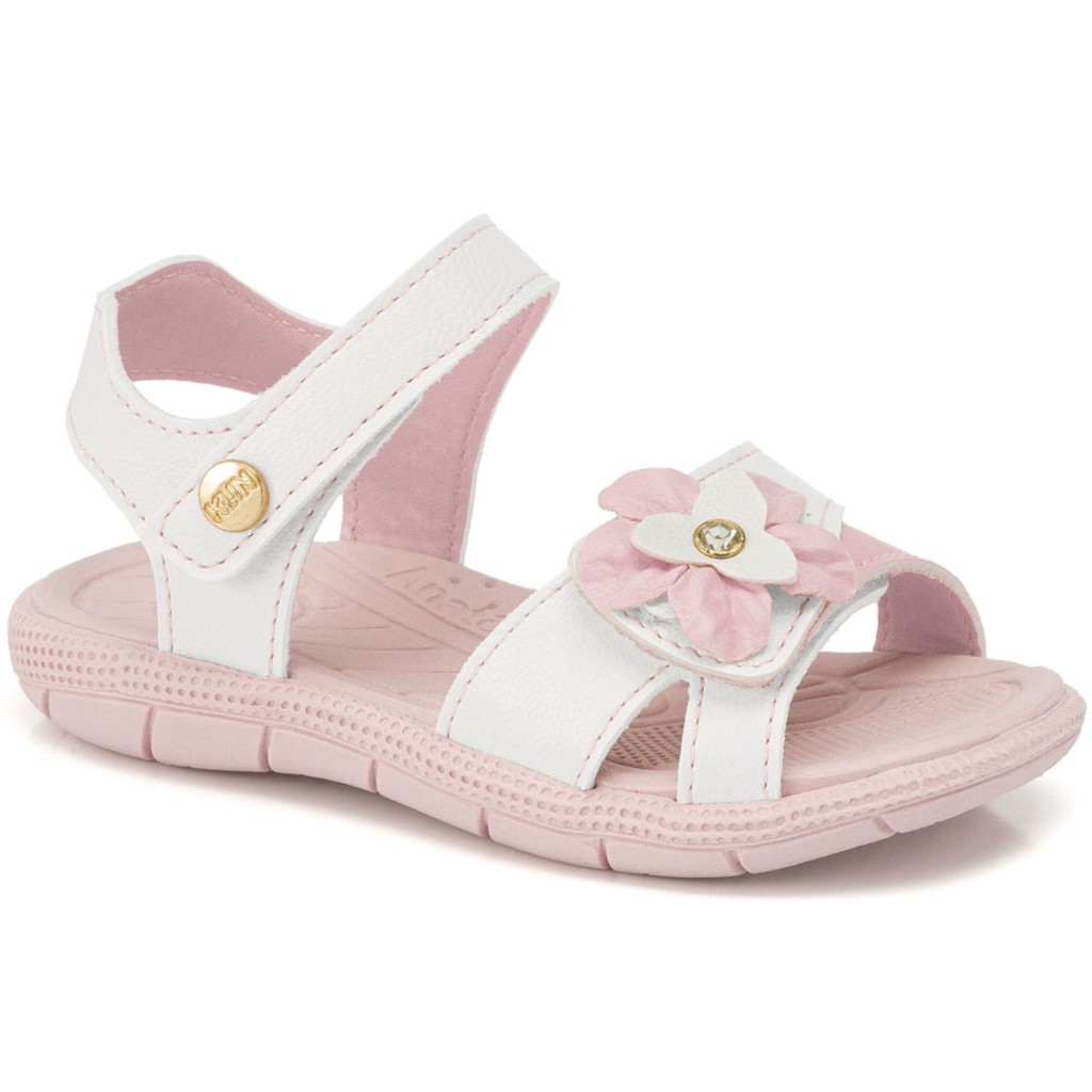 Sandália Infantil Papete Klin Tic Tac Casual Branco/Rosa
