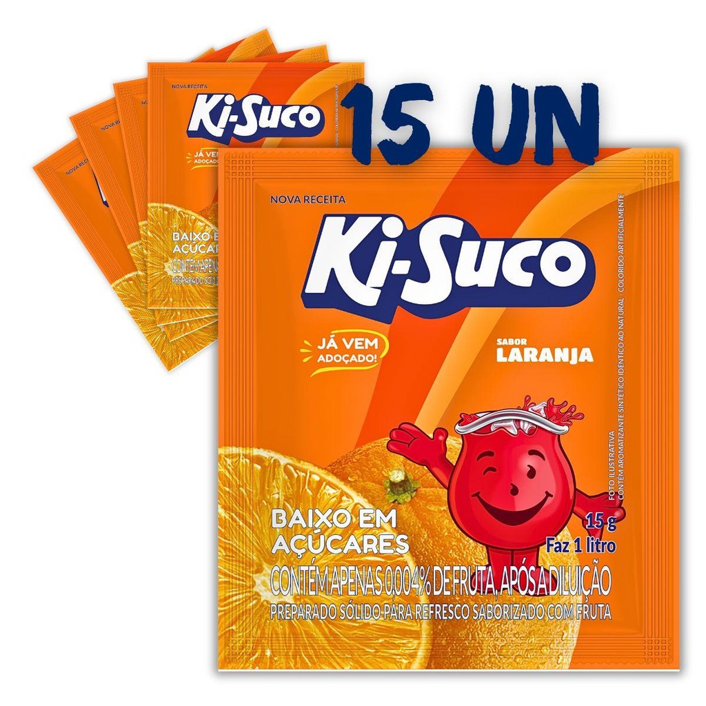 Caixa 15un Refresco Em Pó 15G Laranja Ki-Suco ( Para 1L)
