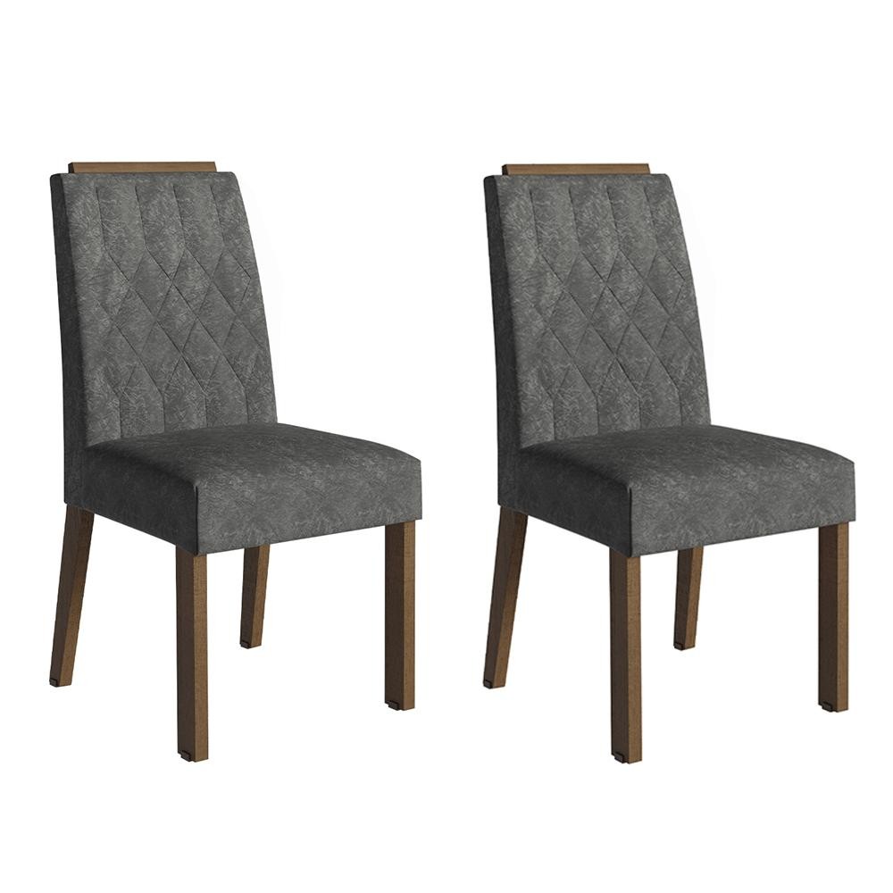 Kit 2 Cadeiras de Jantar 4256 com Espaldar Rustic/Silver Madesa
