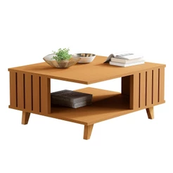 Mesa de Centro Açai Sala com Pés de Madeira Maciça