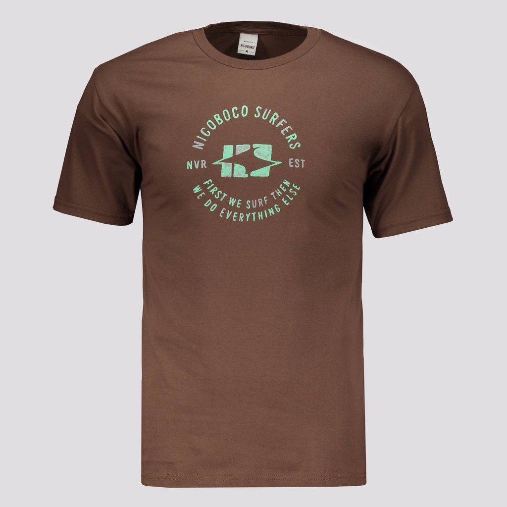 Camiseta Nicoboco Basica Moorea Marrom e Verde em Oferta na Shopee
