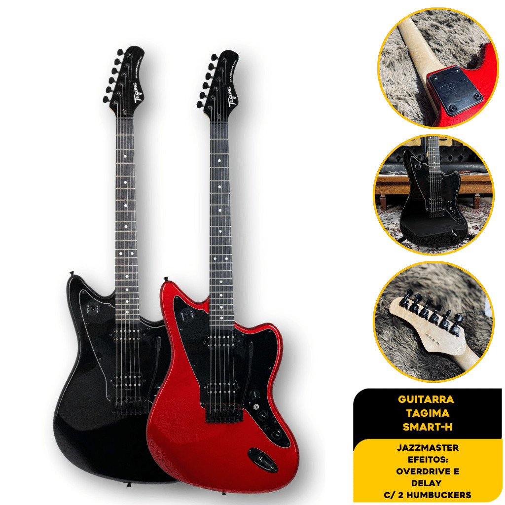 Guitarra Tagima Offset 2h Escala Escura Escudo Preto Jazzsmart SMART-H Premium