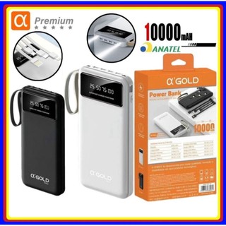 Carregador portátil 10000 mAh Power Bank bateria externa Universal origina Agold com visor e lanterna BTE-18A