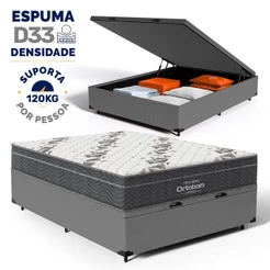 Cama Box Baú com Colchão de Espuma D33 Ortobom Airtech Ortopillow 100 Casal 138cm