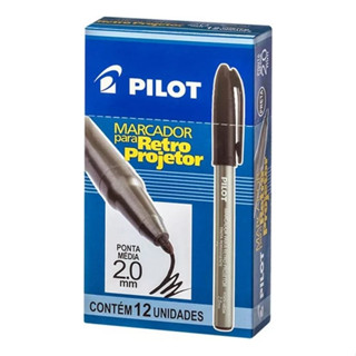 Kit Caneta Retroprojetor Pilot Preta 2.0mm Caixa 12 Unidades Original em Oferta na Shopee