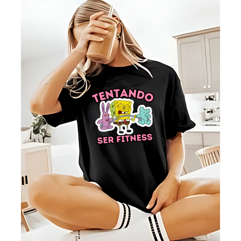 Camiseta Oversized Academia Confortavel Linda Camiseta Bob Esponja Fitness Camisa Premium