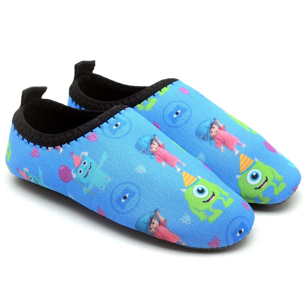 Sapatilha Infantil Aquática Estampas Divertidas Flexível Antiderrapante Para Praia Piscina Escola Diversão Conforto