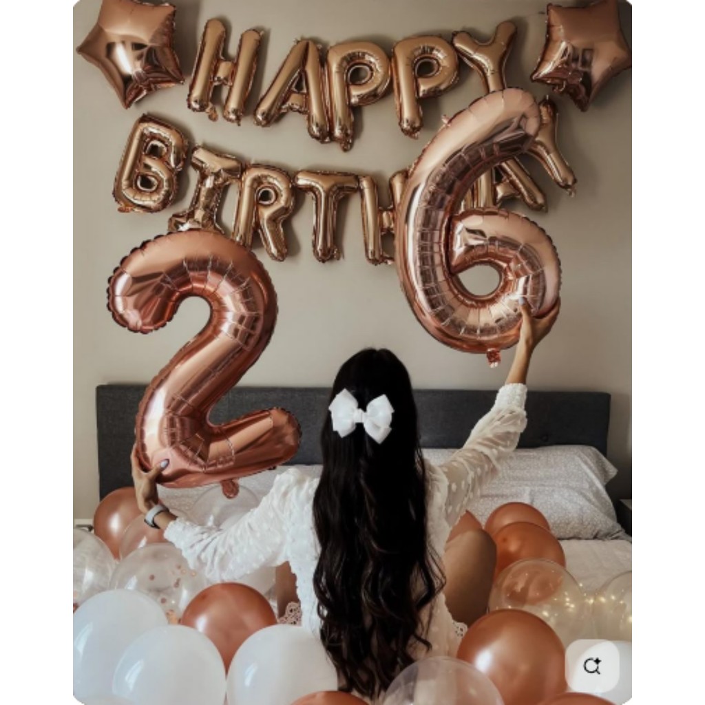 Kit 2 balões metalizados número Rose 80cm em Oferta na Shopee