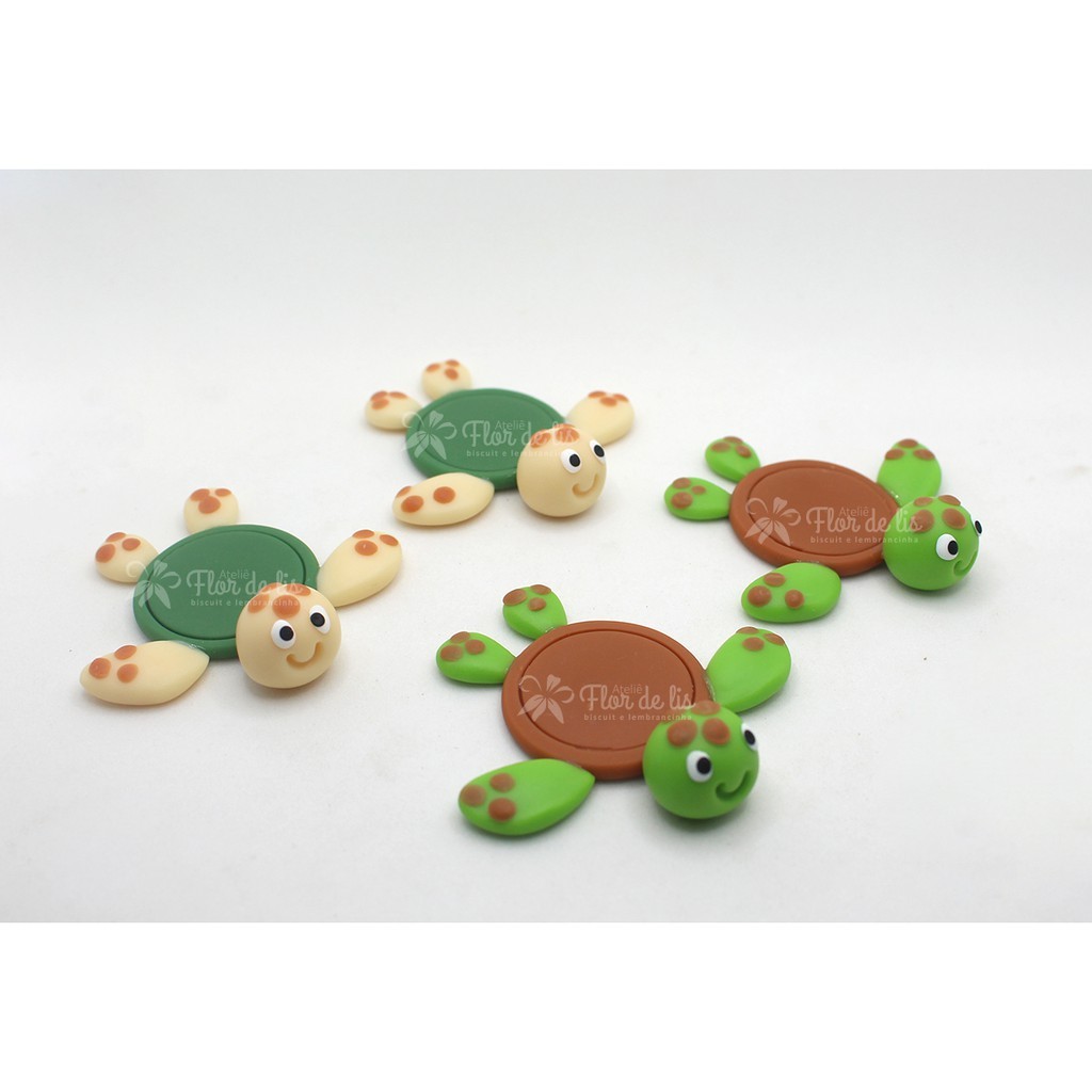 Porta Docinho Tartaruga em Biscuit - 10 Peças - Tema Fundo do Mar