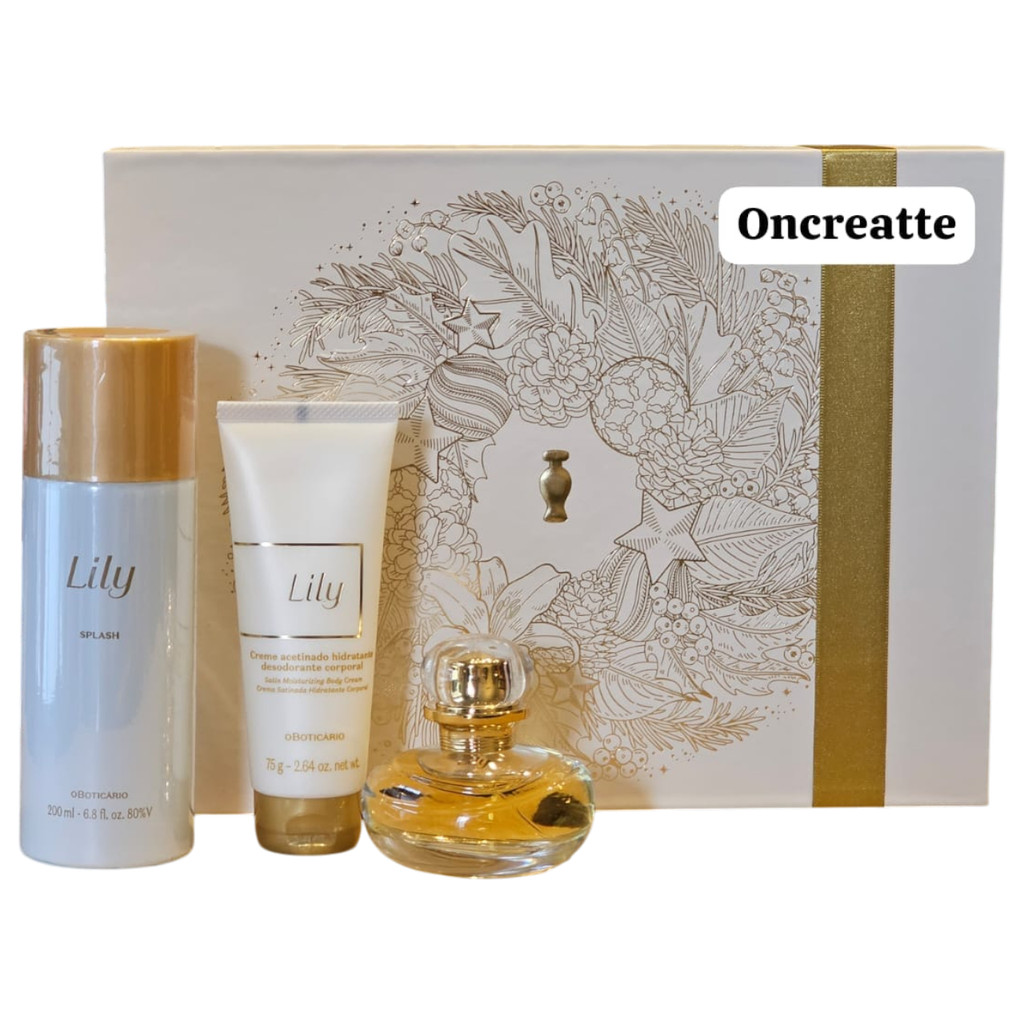 Kit Presente Oboticário Perfume Feminino Lily Eau de Parfum 30ml Creme Acetinado e Splash Corporal (3 Itens)