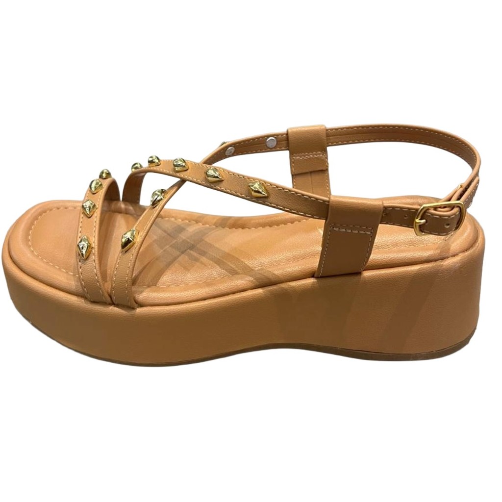 SANDALIA PAPETE FLATFORM SUA CIA NUDE COM TACHAS