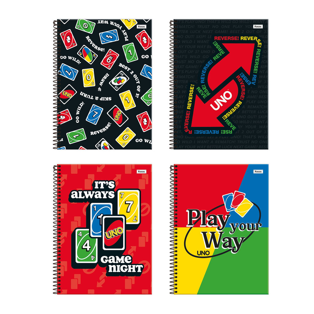 Caderno espiral capa dura universitário 1x1 80 folhas Uno Foroni