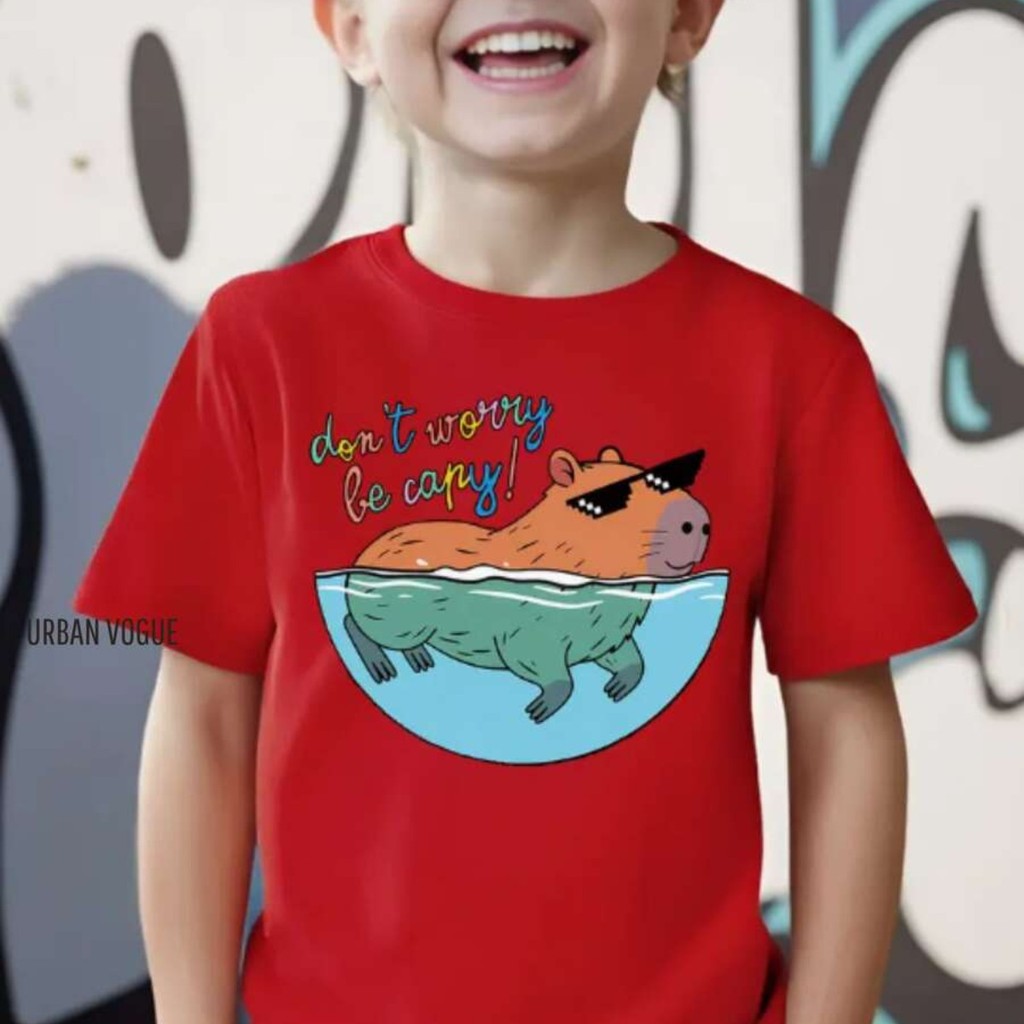 Camiseta Infantil Estampada Capivara mergulhando no aquario Camisa Menino e Menina 100% algodão