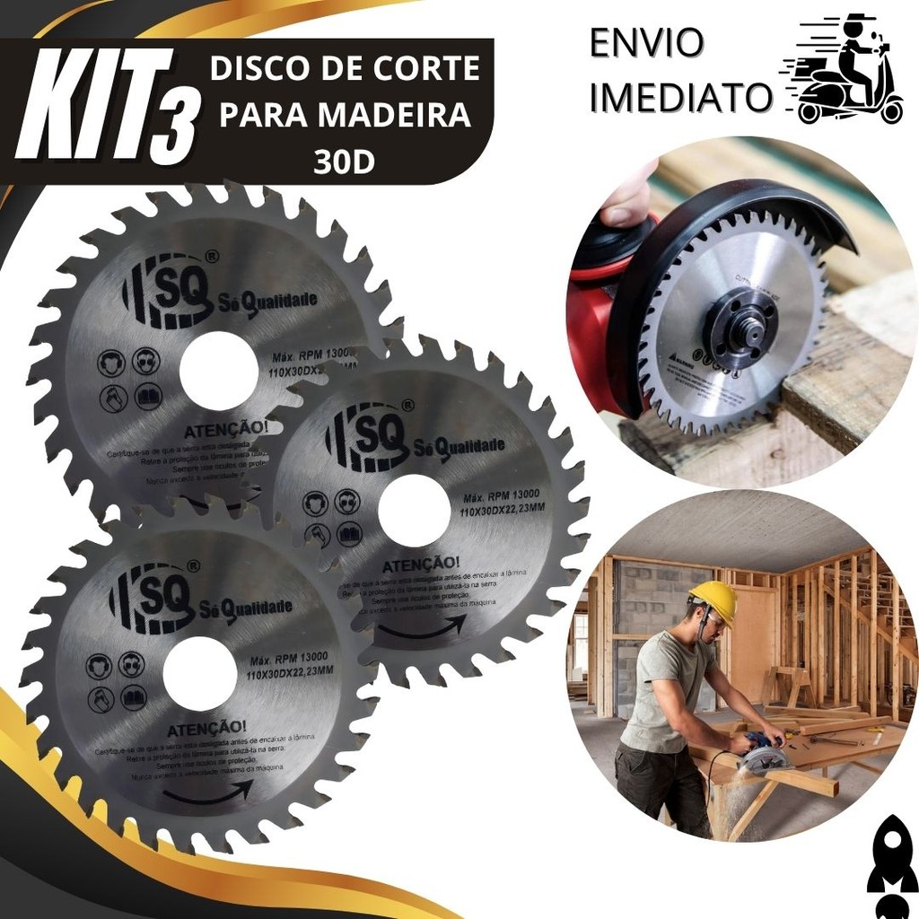 Combo 1/-2/3 Disco de Corte Widea 110x22,23MM 30 Dentes para Madeira Serra Circular Esmerilhadeira