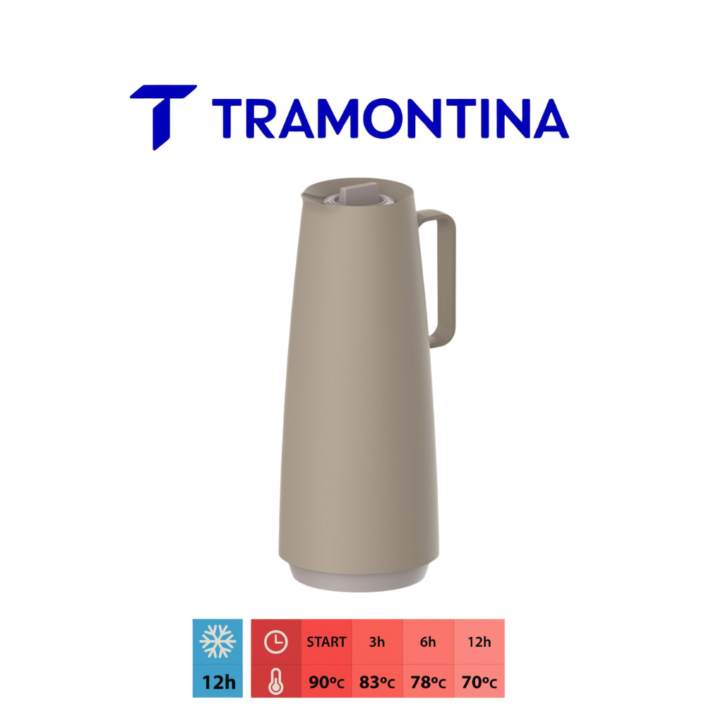 Bule Térmico Tramontina Exata em Plástico Bege com Ampola de Vidro