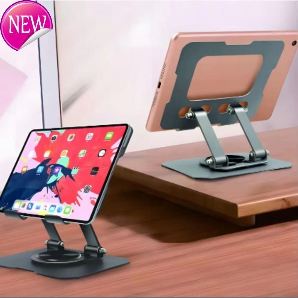 Alumínio Suporte iPad Totalmente de Mesa Base Rotatória Ajustável Dobrável 360º Para Tablets Mac