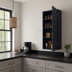 Armário de Parede Multiuso – com 1 Porta e 3 Prateleiras para Organização