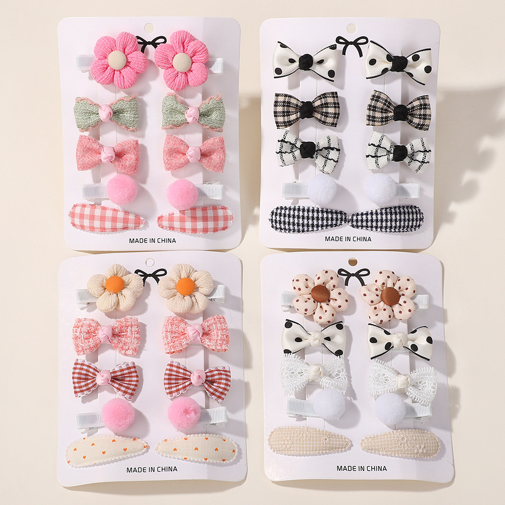10 Pçs/Set Doce Tecido Flor Arco Menina Hairpin Bonito Acessórios De Cabelo Conjunto Bebê Cocar