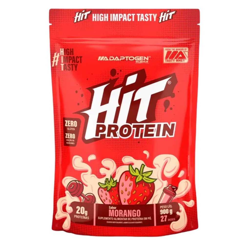 Hit Protein Saco Com 900g Sabor Morango Adaptogen em Oferta na Shopee