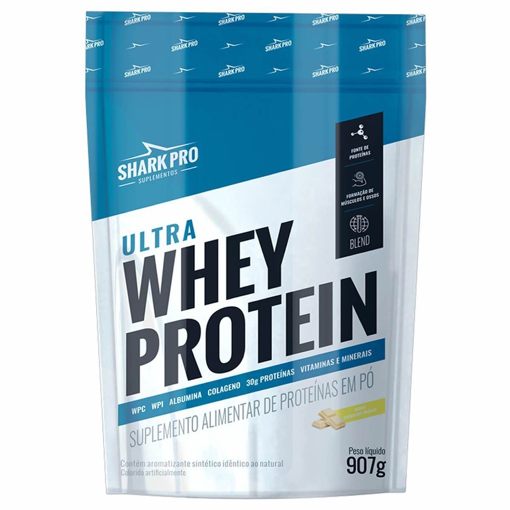 Ultra Whey Protein - 907g Refil Chocolate Branco  - Shark Pro Nutrition em Oferta na Shopee