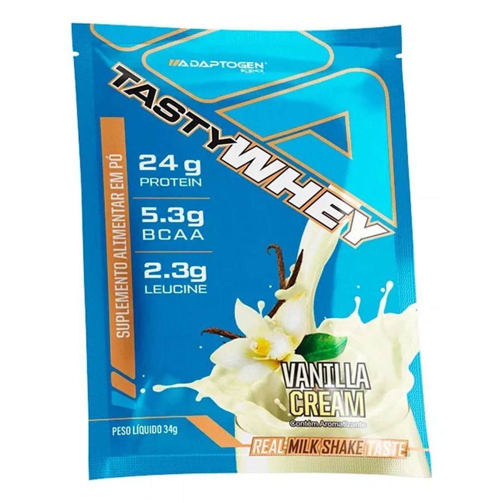 Tasty Whey 3W - 1 Sachê 34g Vanilla Cream - Adoptogen em Oferta na Shopee