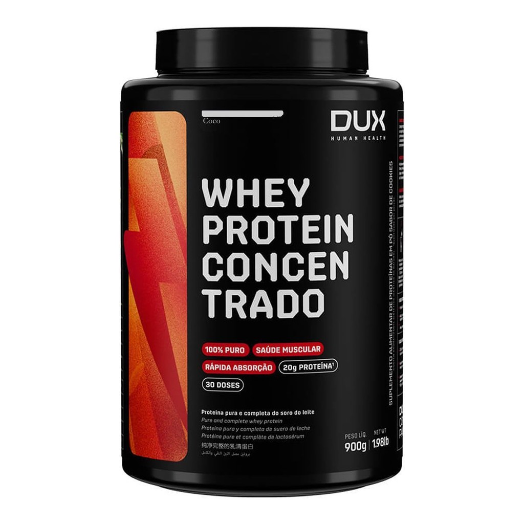 Whey Protein Concentrado · 900g Coco · Dux Nutrition