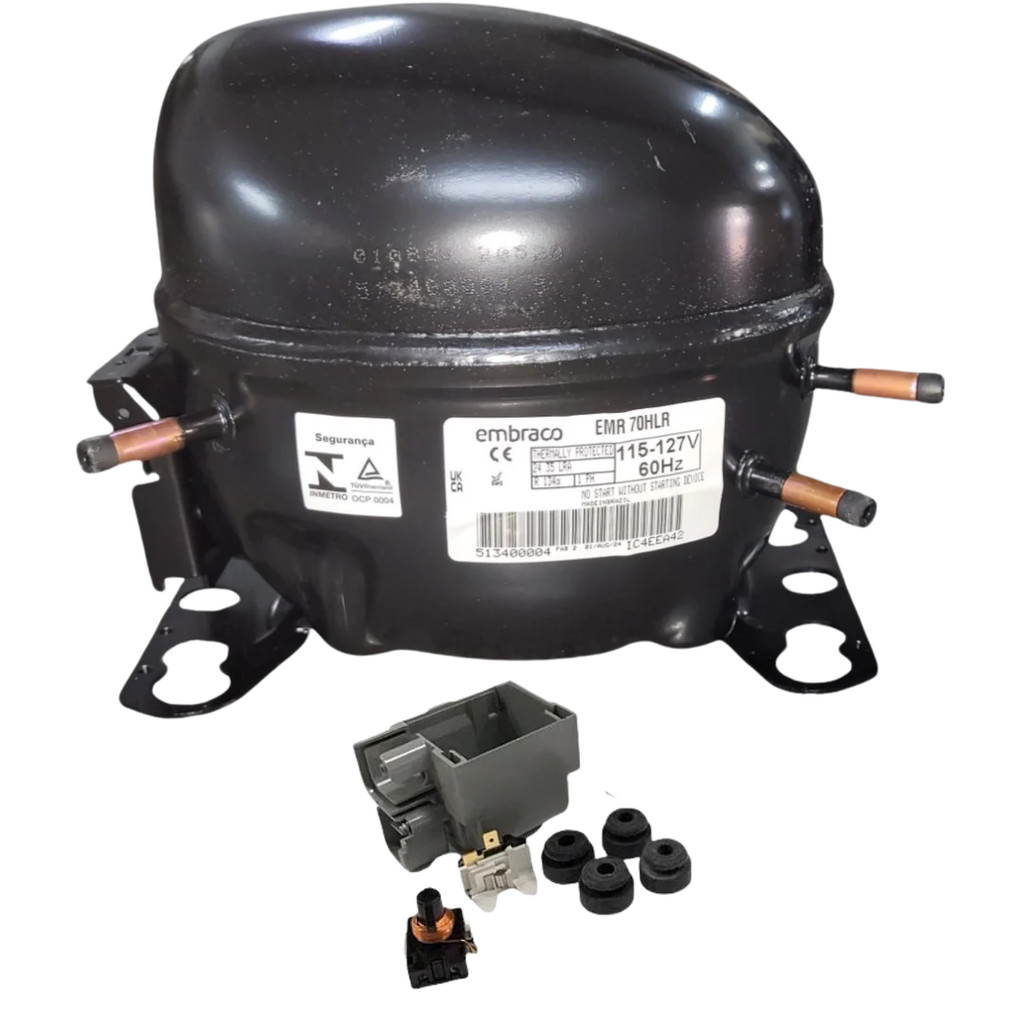 Compressor Original Brastemp Coquinho 1/5 R134a Embraco Para Geladeiras Refirgerador EMR70HLR Consul
