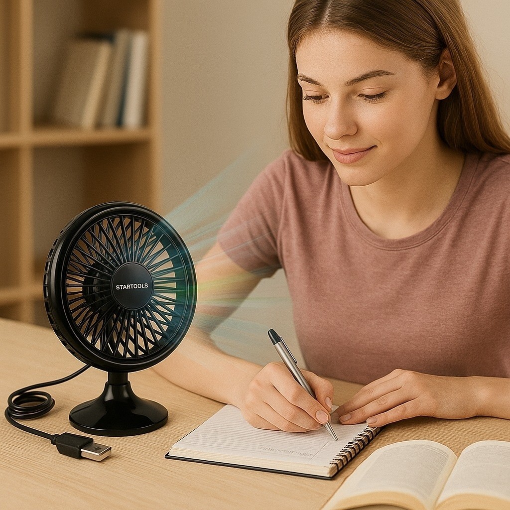 Ventilador mini climatizador preto usb viagem refresca calor eletrodomestico portatil