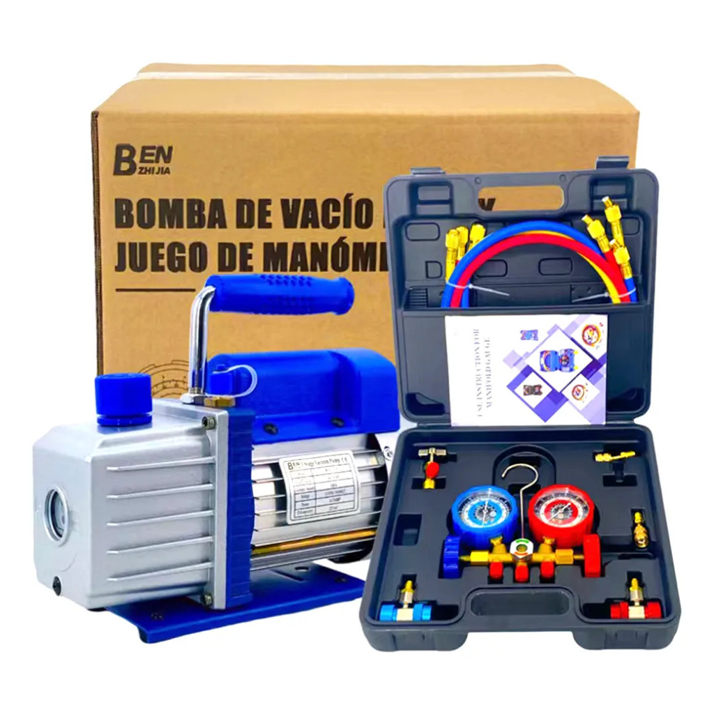 Bomba De Vácuo 4cfm 1/3hp + Manômetro R134a/r22/r410a/r404a