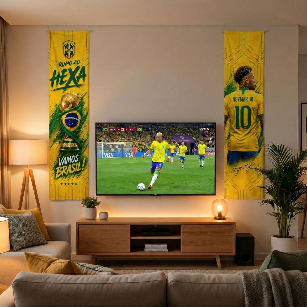 Kit 2 Faixas Decorativas Copa Mundo 2026 Brasil Argentina Portugal Torcida Time Jogo Torcedor
