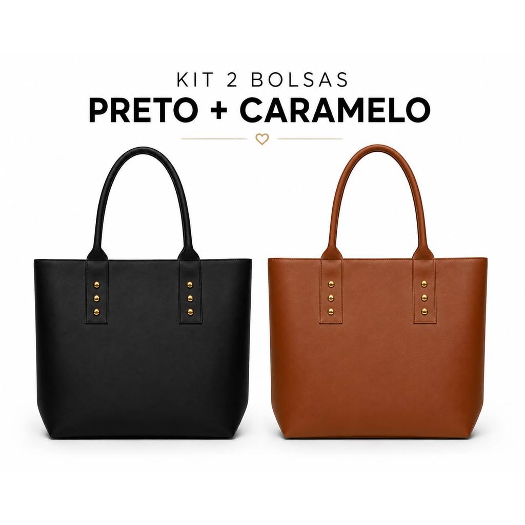Kit 2 Bolsa Feminina Shopper Dia A Dia Grande Luxo Espaçosa Trabalho Faculdade