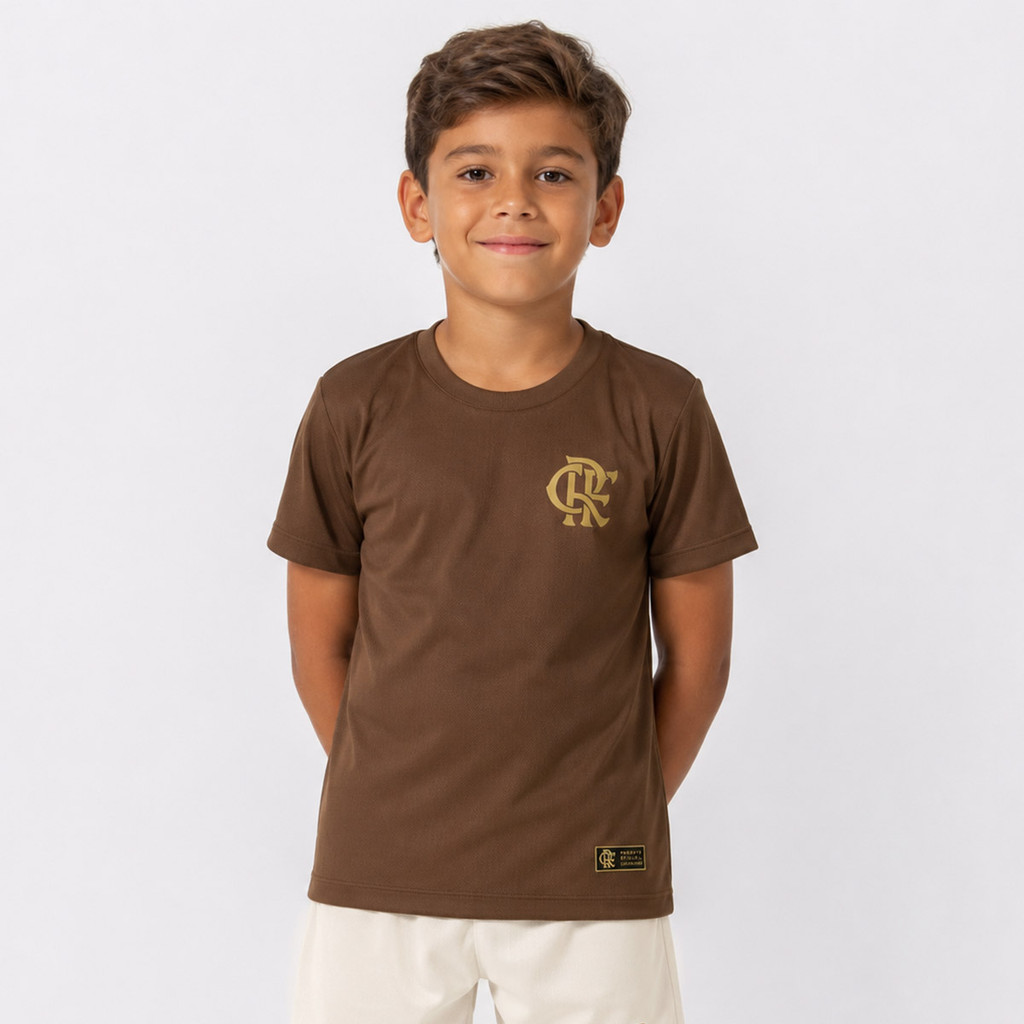 Camisa Flamengo Dry Texturizada Juvenil Marrom