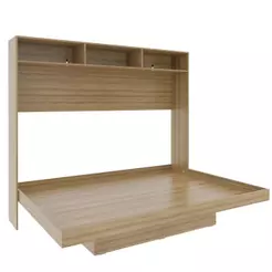 Cama Articulada de Casal Horizontal com Nichos e Prateleiras CM8043 Amêndoa - Tecnomobili