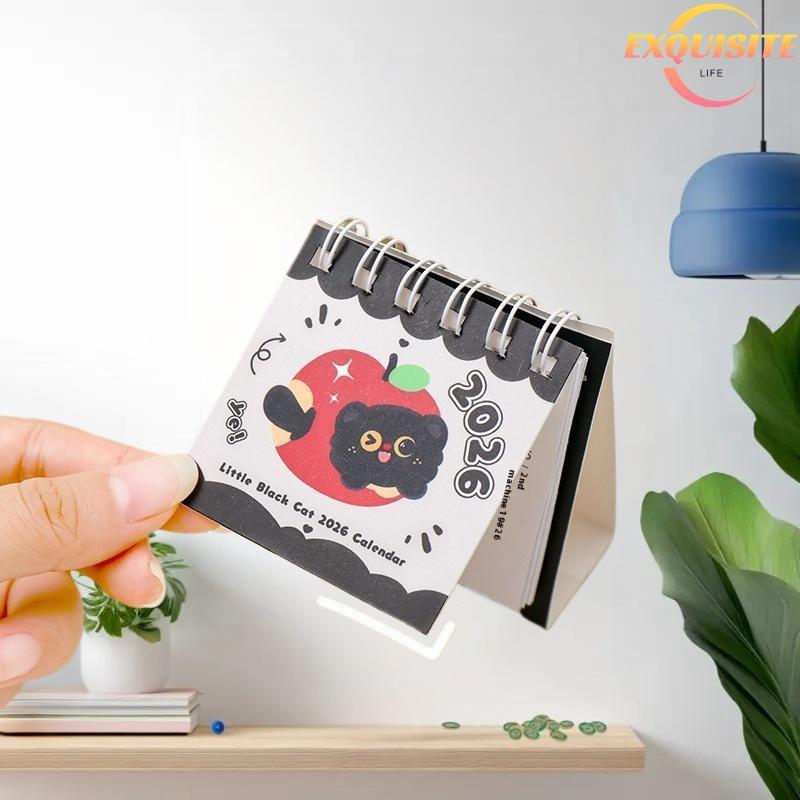 [EL-t] 2026 Mini Simples Bonito Padrão De Desenho Animado Pequeno Calendário De Mesa Poeta Portátil Plano De Perfuração