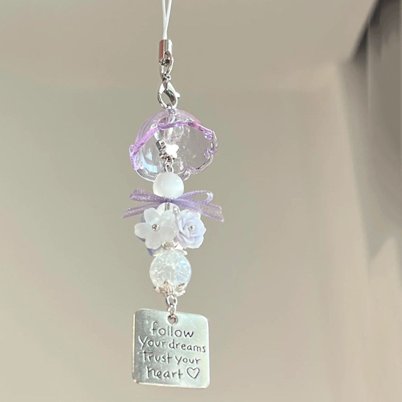 [Estoque pronto] Pingente de carrilhão de vento de água-viva elfo roxo feito à mão com carrilhão de vento fone de ouvido
