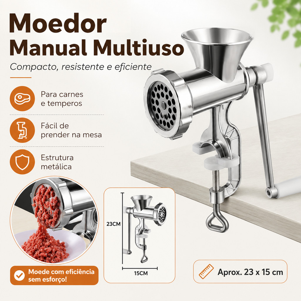 Moedor de Carne e Alimento Manual Portátil com Manivela Maquina de Moer Carne Manual Moedor de Linguiça e Biscoito