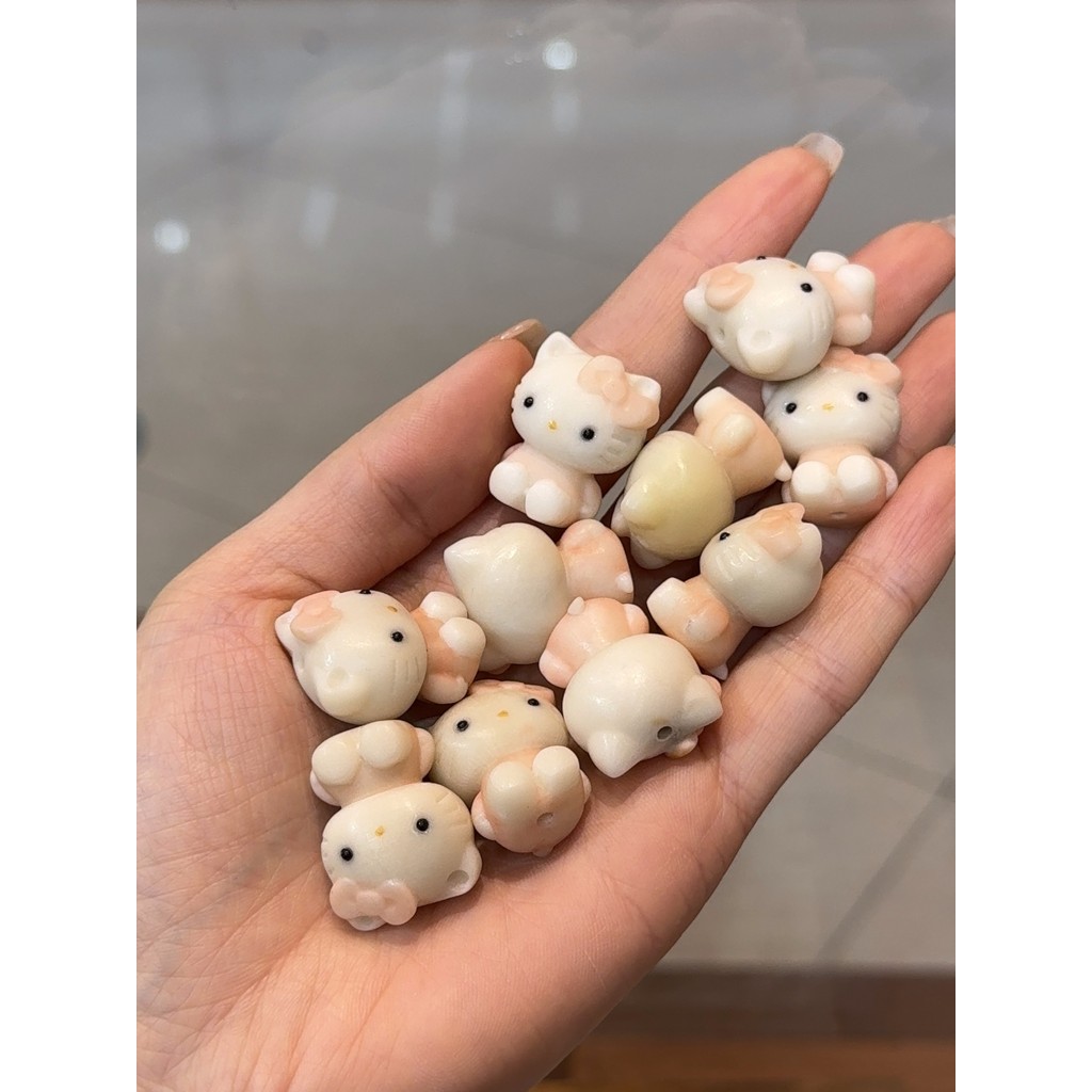 Raiz de fruta marfim Natural com pintado KT gato artesanal diy acessórios pulseira pingente acessórios moda All-Match S
