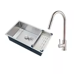 Kit Cuba p/ Cozinha Terena 74 cm e Torneira Misturador Monocomando em Aço Inox Iriri - Prata