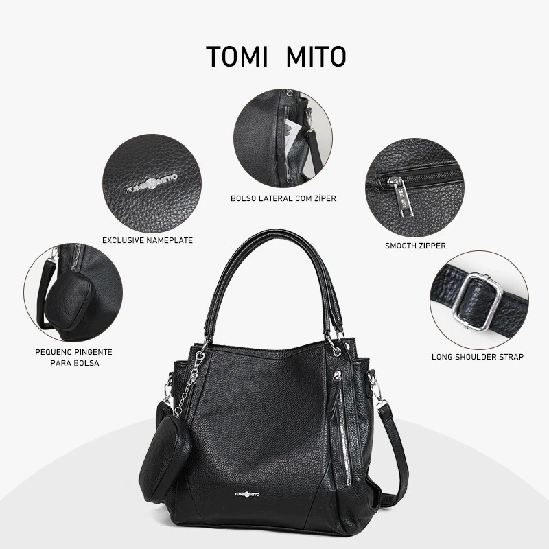 Bolsa Mochila Feminina Grande TOMI MITO em Couro PU — foto 3