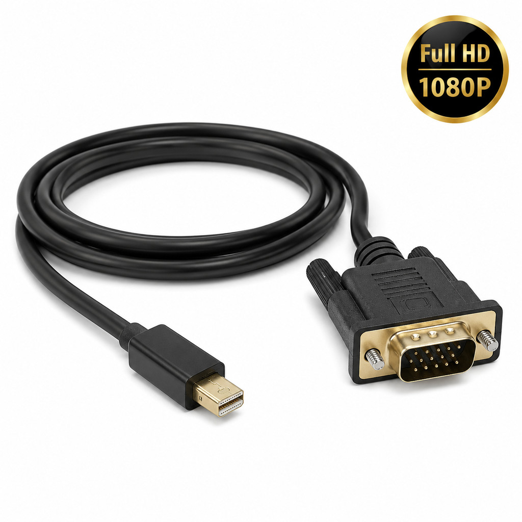 Cabo Adaptador Mini DisplayPort Para VGA 1,8m Full HD 1080p Para Monitor Projetor