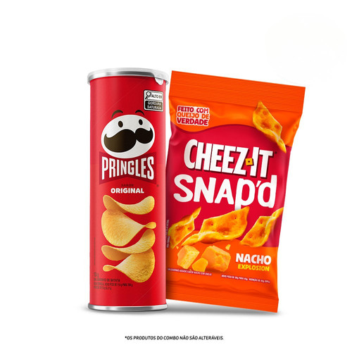 Combo Salgadinho Batata Frita Pringles® Original 104G  E Cheez-It® Snap'D Nacho Explosion 45G
